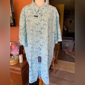 BRAND NEW Nautica Men’s Batik Fish Print Button-Up Shirt